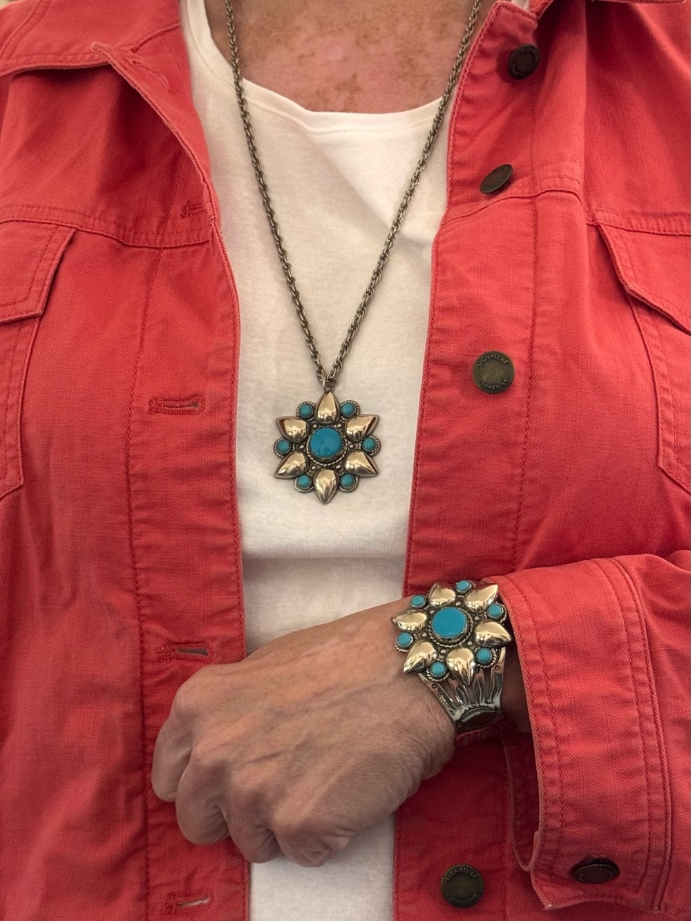 Striking Pendant Set Includes Matching Necklace & Cuff Bracelet
Vintage